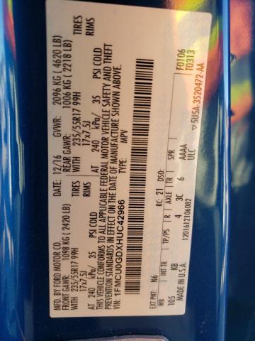 Photo 10 from auction – 2017 FORD ESCAPE SE with VIN 1FMCU0GDXHUC42966
