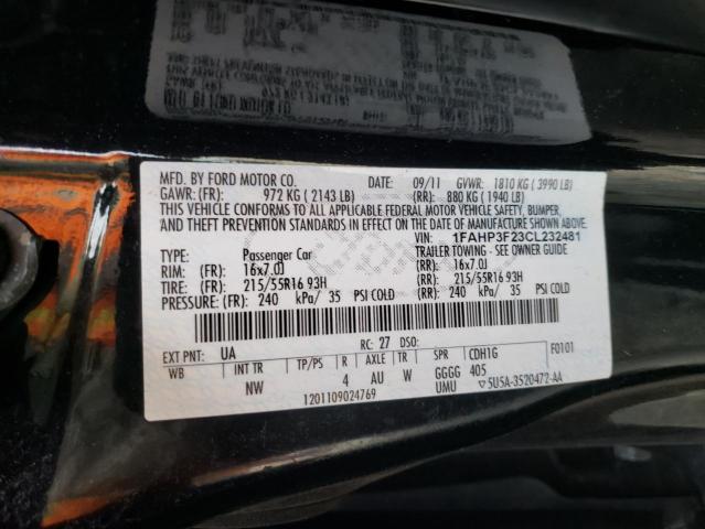 Photo 10 from auction – 2012 FORD FOCUS SE with VIN 1FAHP3F23CL232481
