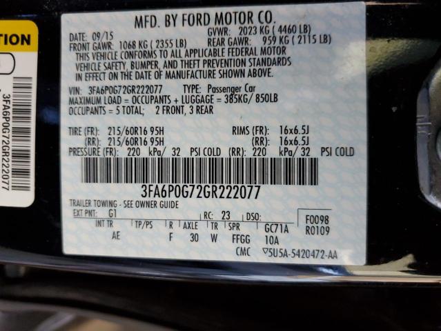 Photo 10 from auction – 2016 FORD FUSION S with VIN 3FA6P0G72GR222077