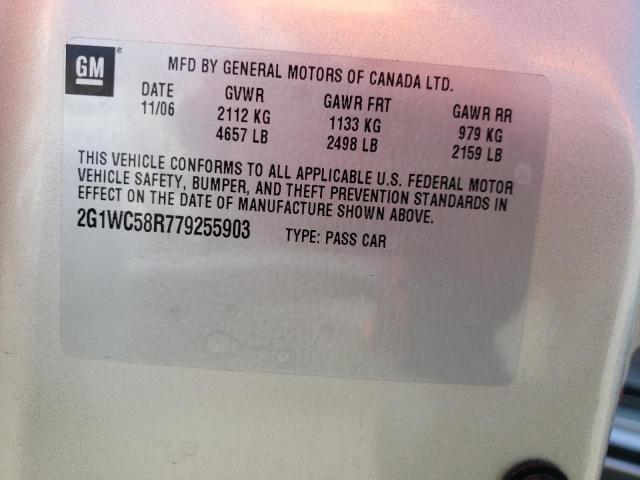 Photo 10 from auction – 2007 CHEVROLET IMPALA LT with VIN 2G1WC58R779255903