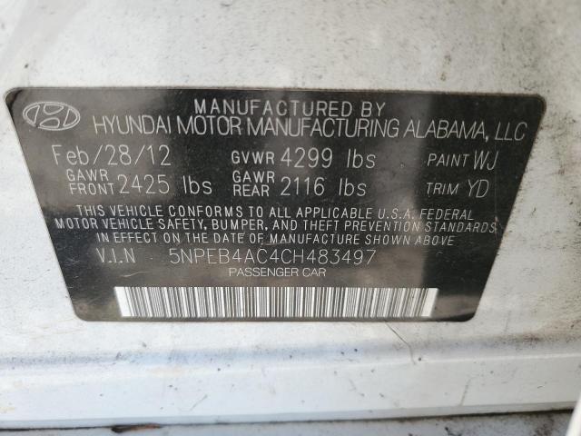 Photo 10 from auction – 2012 HYUNDAI SONATA GLS with VIN 5NPEB4AC4CH483497