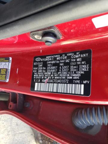 Photo 10 from auction – 2012 HYUNDAI TUCSON GLS with VIN KM8JU3AC7CU401072