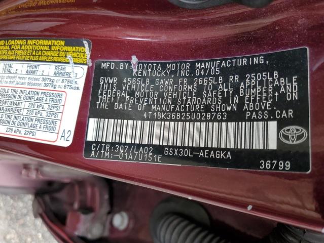 Photo 10 from auction – 2005 TOYOTA AVALON with VIN 4T1BK36B25U028763