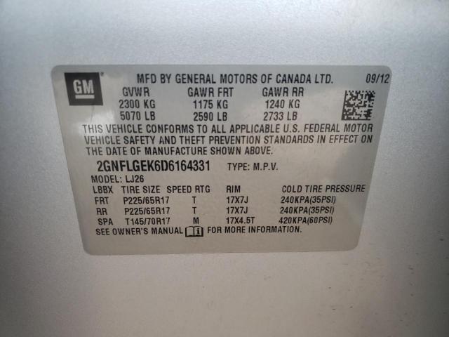 Photo 10 from auction – 2013 CHEVROLET EQUINOX LT with VIN 2GNFLGEK6D6164331