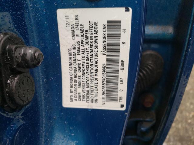 Photo 10 from auction – 2012 HONDA CIVIC LX with VIN 2HGFB2F54CH540424