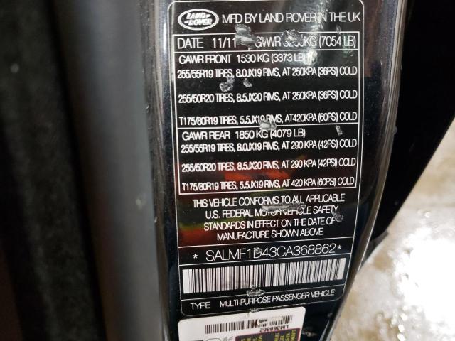 Photo 10 from auction – 2012 LAND ROVER RANGE ROVE with VIN SALMF1D43CA368862