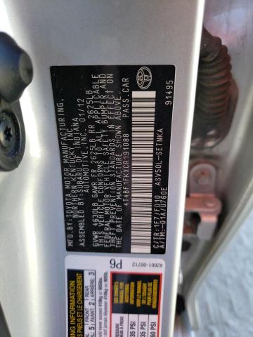 Photo 10 from auction – 2012 TOYOTA CAMRY BASE with VIN 4T4BF1FKXCR191088