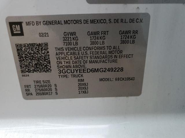 Photo 10 from auction – 2021 CHEVROLET SILVERADO with VIN 3GCUYEED6MG249228