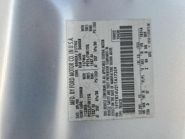 Photo 10 from auction – 2001 FORD RANGER SUP with VIN 1FTYR14U21TA17359