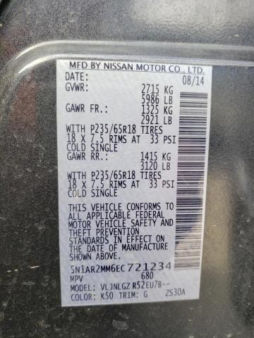 Photo 10 from auction – 2014 NISSAN PATHFINDER with VIN 5N1AR2MM6EC721234