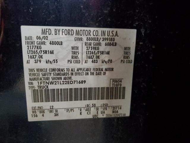 Photo 10 from auction – 2002 FORD F250 SUPER with VIN 1FTNW21L22ED71689