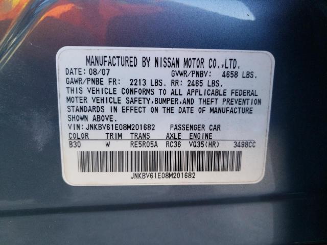 Photo 10 from auction – 2008 INFINITI G35 with VIN JNKBV61E08M201682