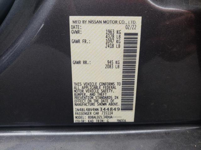 Photo 10 from auction – 2022 NISSAN ALTIMA S with VIN 1N4BL4BV4NN344849