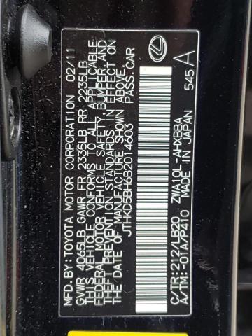 Photo 10 from auction – 2011 LEXUS CT 200 with VIN JTHKD5BH6B2014603