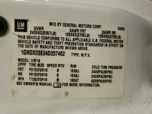 Photo 10 from auction – 2004 CHEVROLET VENTURE with VIN 1GNDX03E24D257462
