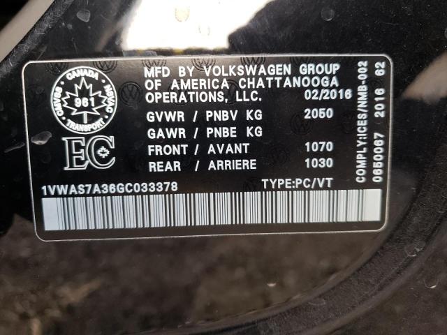 Photo 10 from auction – 2016 VOLKSWAGEN PASSAT S with VIN 1VWAS7A36GC033378