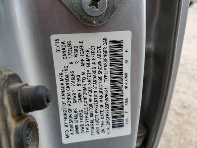 Photo 10 from auction – 2015 HONDA CIVIC LX with VIN 2HGFB2F55FH526584