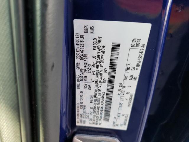 Photo 10 from auction – 2016 FORD ESCAPE SE with VIN 1FMCU0GX6GUA49822