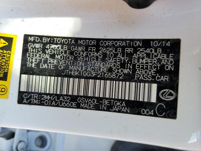 Photo 10 from auction – 2015 LEXUS ES 350 with VIN JTHBK1GG3F2165872