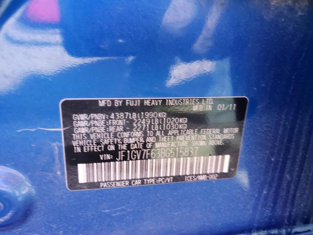 Photo 10 from auction – 2011 SUBARU IMPREZA WR with VIN JF1GV7F63BG515837