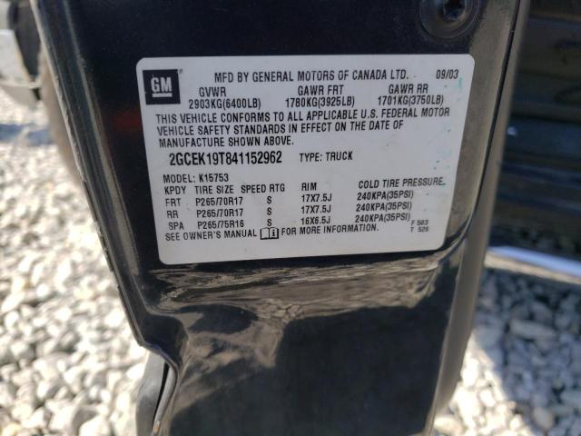 Photo 10 from auction – 2004 CHEVROLET SILVERADO with VIN 2GCEK19T841152962