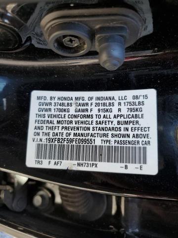 Photo 10 from auction – 2015 HONDA CIVIC LX with VIN 19XFB2F59FE099551