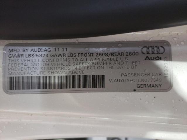 Photo 10 from auction – 2012 AUDI A7 PREMIUM with VIN WAUYGAFC1CN077549