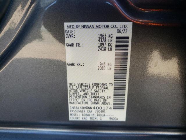 Photo 10 from auction – 2022 NISSAN ALTIMA SV with VIN 1N4BL4DV8NN400174