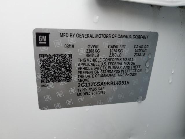 Photo 10 from auction – 2019 CHEVROLET IMPALA LT with VIN 2G11Z5SA9K9140515