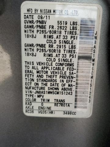 Photo 10 from auction – 2012 INFINITI FX35 with VIN JN8AS1MW5CM151243