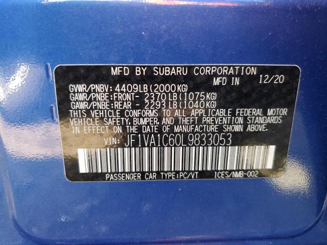 Photo 10 from auction – 2020 SUBARU WRX PREMIU with VIN JF1VA1C60L9833053