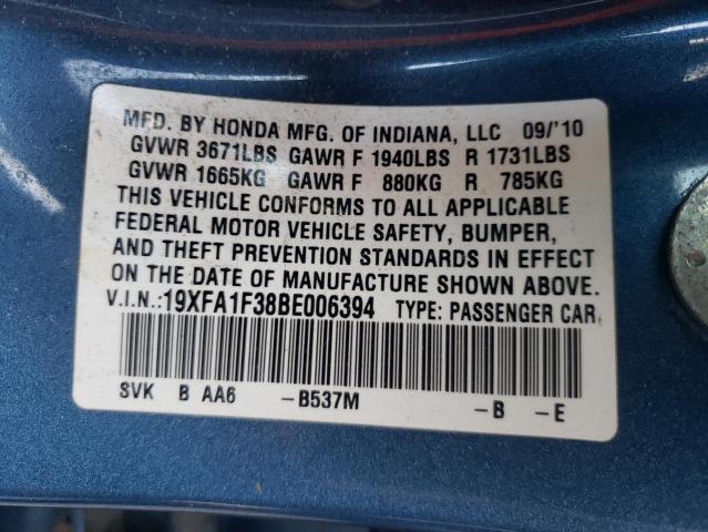 Photo 10 from auction – 2011 HONDA CIVIC with VIN 19XFA1F38BE006394