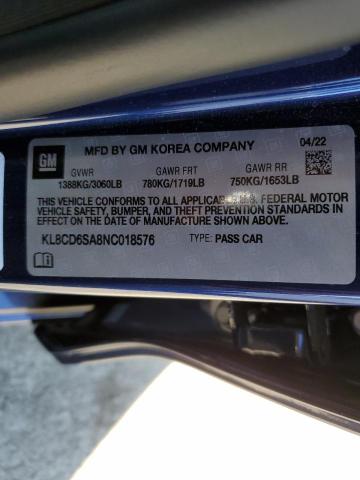 Photo 10 from auction – 2022 CHEVROLET SPARK 1LT with VIN KL8CD6SA8NC018576