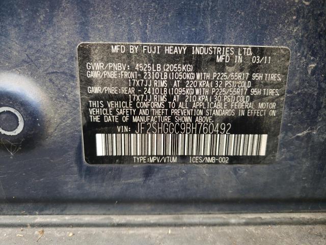 Photo 10 from auction – 2011 SUBARU FORESTER T with VIN JF2SHGGC9BH760492