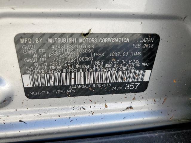Photo 10 from auction – 2018 MITSUBISHI OUTLANDER with VIN JA4AP3AU0JU007618