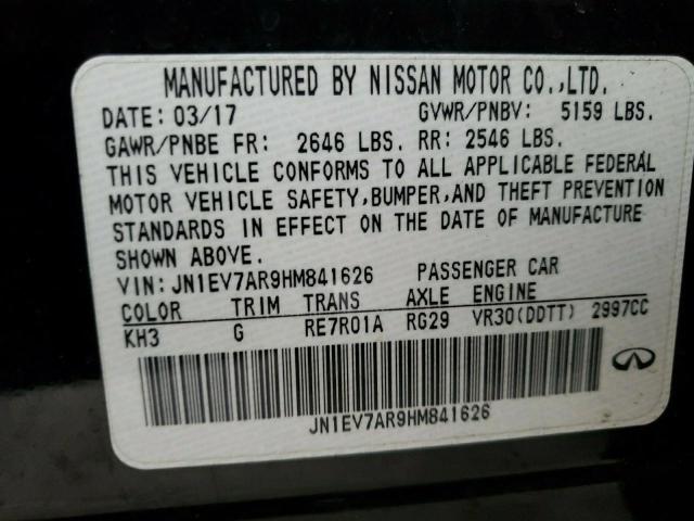 Photo 10 from auction – 2017 INFINITI Q50 PREMIU with VIN JN1EV7AR9HM841626