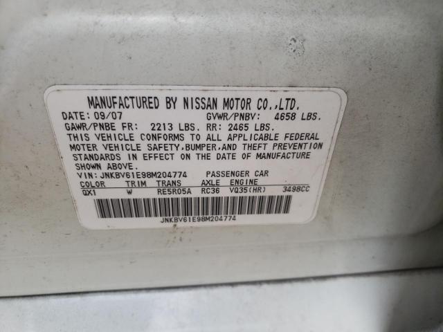 Photo 10 from auction – 2008 INFINITI G35 with VIN JNKBV61E98M204774