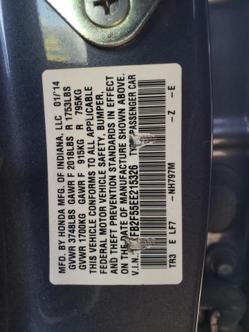 Zdjęcie 10 z aukcji – 2014 HONDA CIVIC LX z VIN 19XFB2F55EE215326