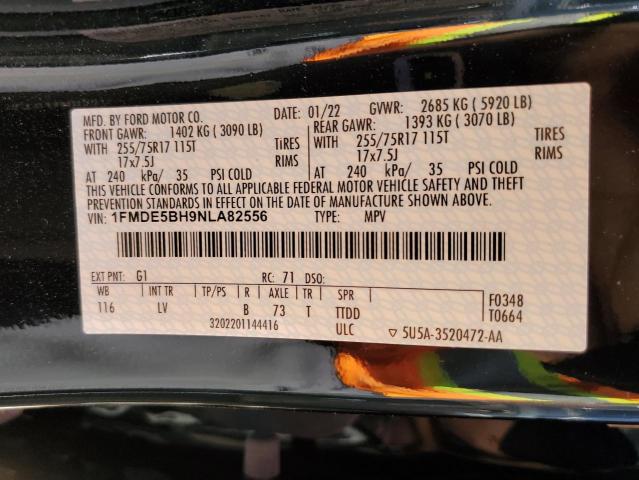 Photo 10 from auction – 2022 FORD BRONCO BAS with VIN 1FMDE5BH9NLA82556