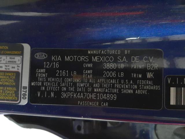 Photo 10 from auction – 2017 KIA FORTE LX with VIN 3KPFK4A70HE104899