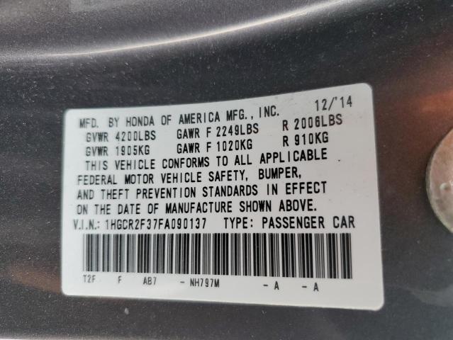 Photo 10 from auction – 2015 HONDA ACCORD LX with VIN 1HGCR2F37FA090137
