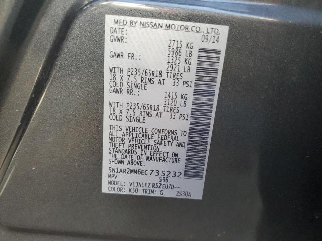 Photo 10 from auction – 2014 NISSAN PATHFINDER with VIN 5N1AR2MM6EC735232