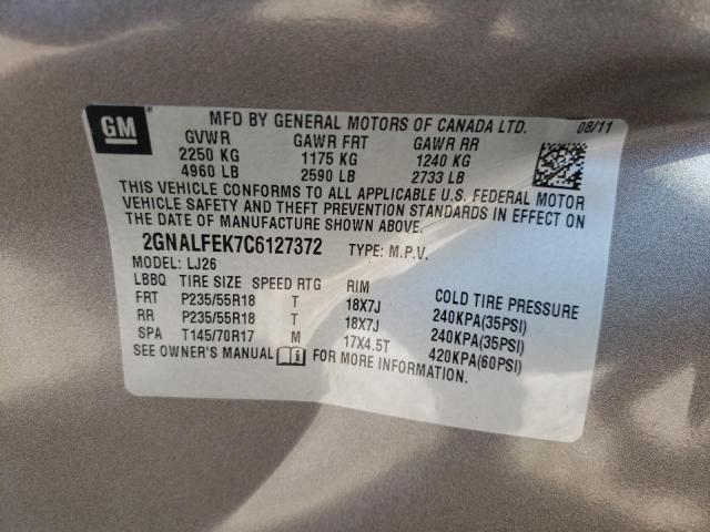 Photo 10 from auction – 2012 CHEVROLET EQUINOX LT with VIN 2GNALFEK7C6127372