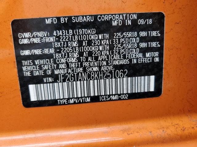 Photo 10 from auction – 2019 SUBARU CROSSTREK with VIN JF2GTANC8KH251062
