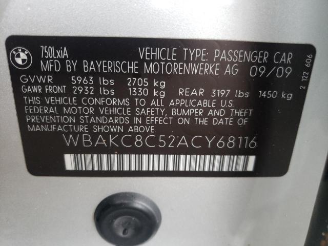 Photo 10 from auction – 2010 BMW 750 LI XDR with VIN WBAKC8C52ACY68116