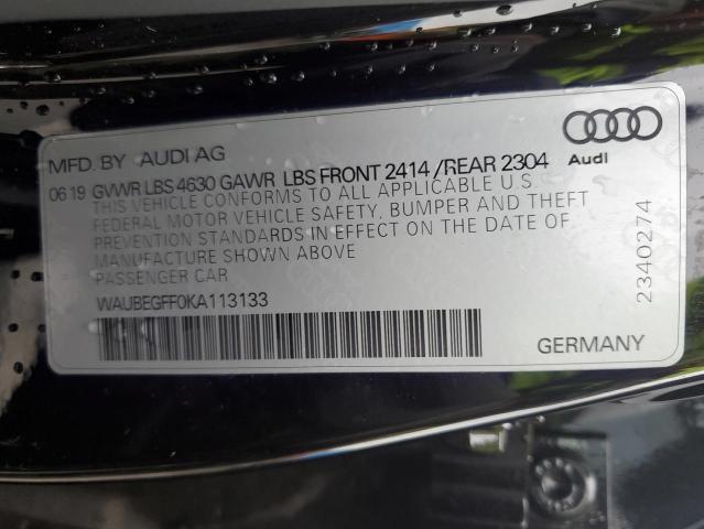 Photo 10 from auction – 2019 AUDI A3 PREMIUM with VIN WAUBEGFF0KA113133
