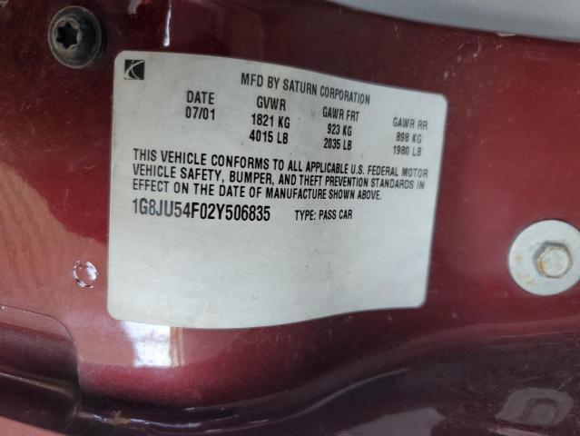 Photo 10 from auction – 2002 SATURN L200 with VIN 1G8JU54F02Y506835
