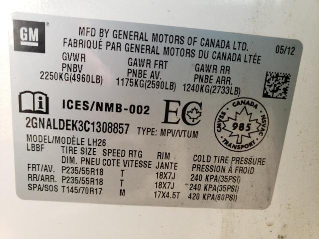 Photo 10 from auction – 2012 CHEVROLET EQUINOX LT with VIN 2GNALDEK3C1308857