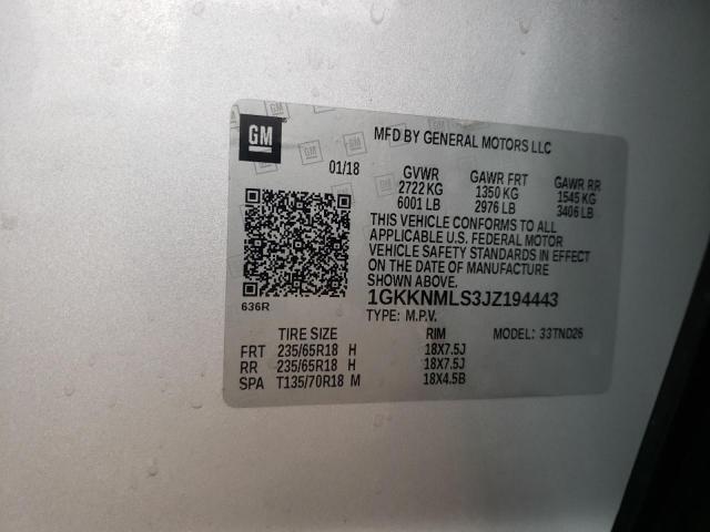 Photo 10 from auction – 2018 GMC ACADIA SLT with VIN 1GKKNMLS3JZ194443