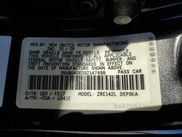 Photo 10 from auction – 2009 TOYOTA COROLLA BA with VIN 1NXBU40E09Z147498
